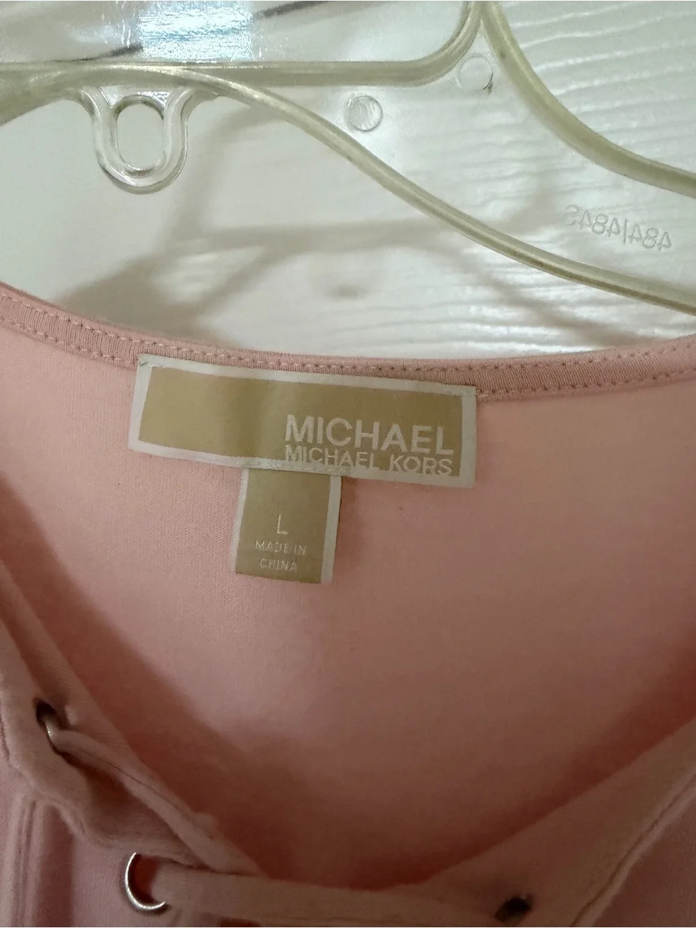 Michael Kors Lace-Up Cold-Shoulder Top in Dusty Pink
